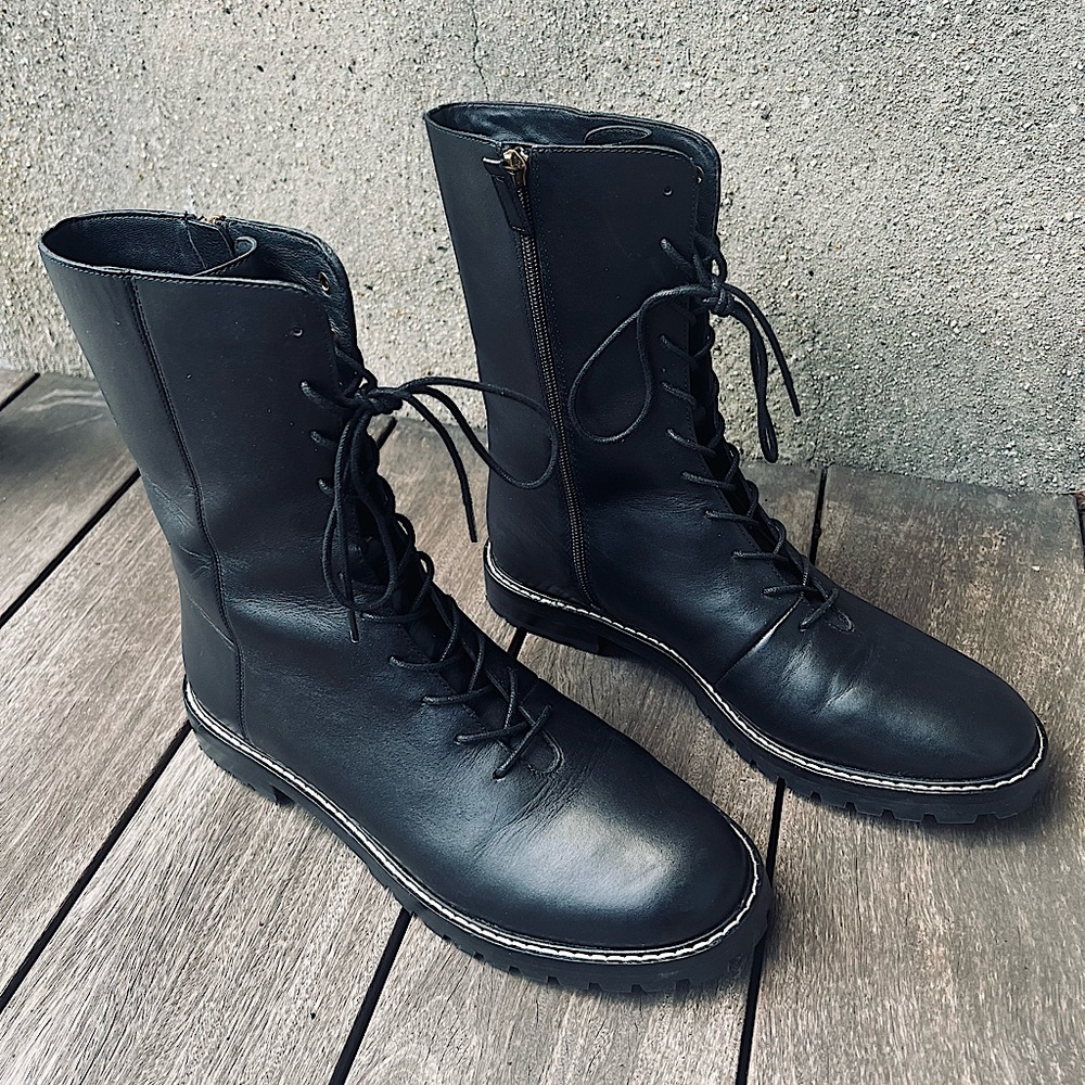 J. Crew Gwen lug-sole leather lace up boots